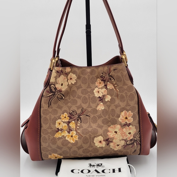 Coach Edie 31 Signature Coated Canvas /Leather Rust Prairie Floral-🔥LIKE NEW🔥 - Picture 3 of 16